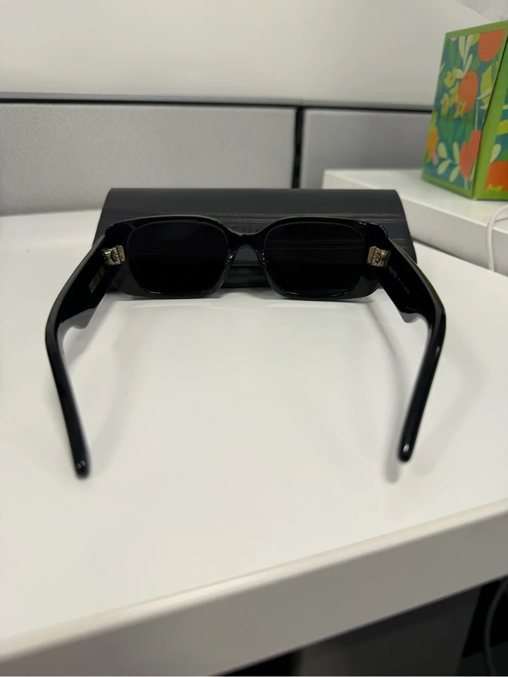 Dior Black Rectangular Sunglasses with Branded Case
